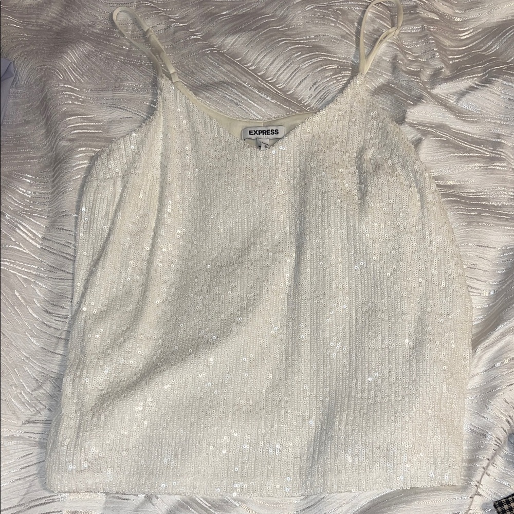 Express Ivory Sequin Camisole Top